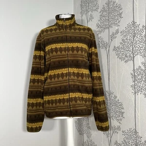 Uniqlo Fleece Jacket Size Small Moroccan Brown Geometric Crazy Fleece - Picture 1 of 8