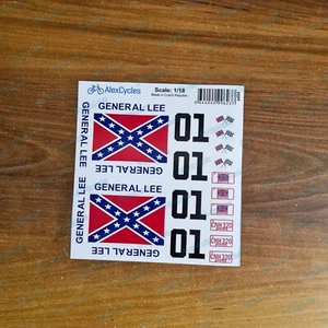 GENERAL LEE DUKE OF HAZZARD 1:18 Scale Vinyl Decals Stickers RC Tamiya HPI Set - Picture 1 of 3
