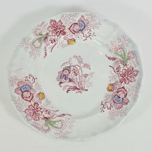Antique Edward Challimor Red Transferware Stone China Lily Pattern Plate 6 1/8” - Picture 1 of 2