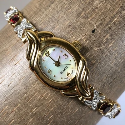 Reloj Avon Mujer AV403LG Topacio Rojo Pulsera Cuarzo Ovalado 17mm 7 1/4" Foto 1 de 4