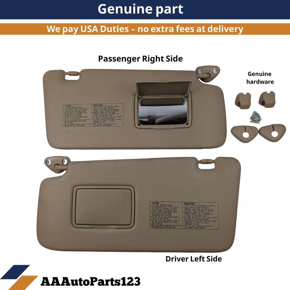 2005-2006 Honda CR-V Sunvisor Par de Viseira Solar Sombra Motorista Passageiro OEM Bronzeado - Imagem 1 de 4