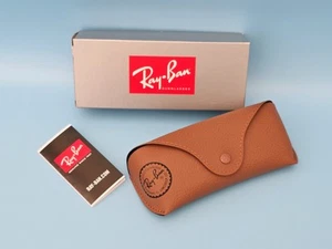 ⭐️ Genuine RAY BAN Sunglasses Glasses Brown LEATHER CASE Wayfarer Aviator NEW ⭐️ - Picture 1 of 6