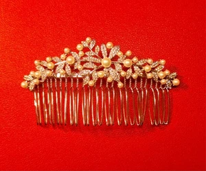 Elegante Blume Perle & Zirkonia Haarkamm Clip Abschlussball Braut Accessoires NEU - Bild 1 von 7