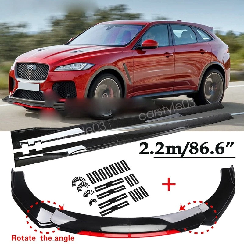 For Jaguar F-pace Glossy Front Bumper Lip Spoiler Splitter Body Kit Side Skirts Foto 1 de 4