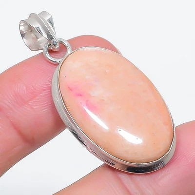 Colgante de joyería de plata de ley 925 con piedras preciosas de aventurina naranja 1,81" a306 Foto 1 de 2