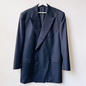 Canali for Guy La Ferrera Double-Breasted Pinstripe Sport coat-Navy– 56IT (US 46 - Picture 1 of 14