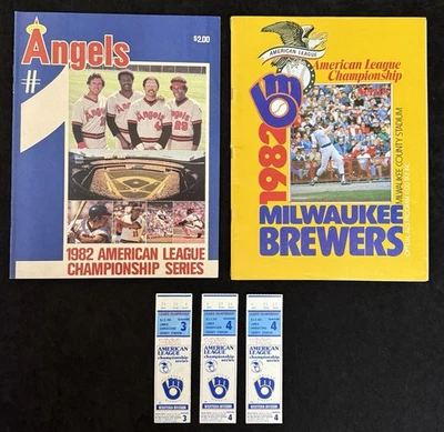 1982 ALCS Programs & Ticket Stubs - California Angels Milwaukee Brewers - Image 1 of 4