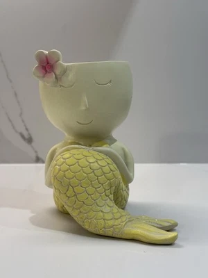 Florero maceta sirena suculenta decoración del océano playa náutica rosa Foto 1 de 4