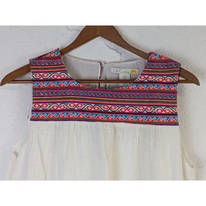 C&C California Boho Mini Dress Womens Medium White Multicolor Embroidery Flowy - Picture 1 of 8