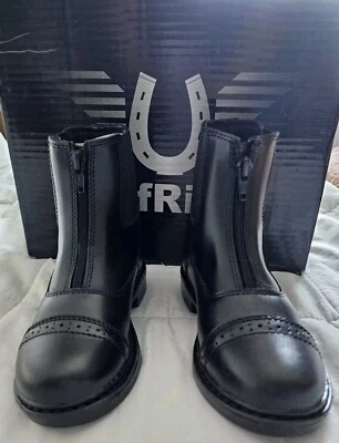 Niñas Niños Tuffrider Ecuestre Negro Starter Cremallera Frontal Paddock Botas TALLA 13 Foto 1 de 4