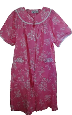 Kelly Reed Mujer Vestido de Casa Manga Corta Frente a Presión Rosa Blanco Flores 20W Foto 1 de 4