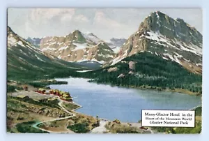 1936 Postcard Many Glacier Hotel National Park Browning Montana Burlington Route - Imagen 1 de 2