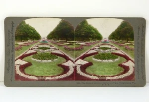 Hand-Colored Stereoview 9353–Sunken Gardens Fairmount Park Phil. Keystone ©1898 - Picture 1 of 3