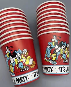 VINTAGE Disney Company Mickey Mouse & Friends “Its A Party” Cups 18 Count - Picture 1 of 4