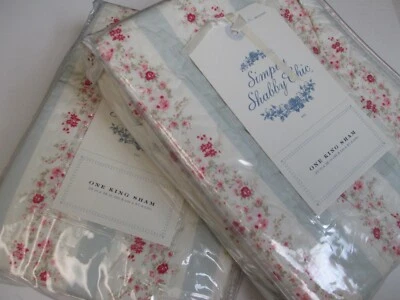 Rachel Simply Shabby Chic Ditsy Daisy Floral Stripe Scalloped Quilted King Shams — 第 1/4 张图片