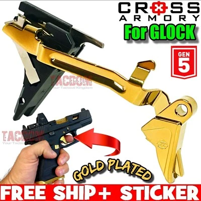 CROSS ARMORY USA CROSS ARMORY GOLD / GOLD 3.5lb PULL Trigger for GL0CK 17 19 19x 26 34 GEN 5 BAR