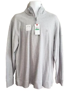 Izod Salzwasser Herren Piqué entspannte Passform meliert grau 1/4 Reißverschluss weicher Pullover neu mit Etikett LG - Bild 1 von 16
