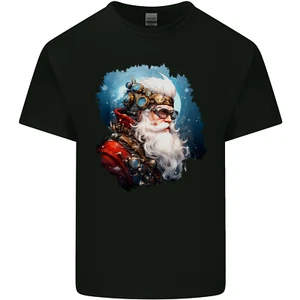 Steampunk Santa Claus Navidad Navidad Hombres Algodón Camiseta Top - Imagen 1 de 3