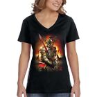 XtraFly Apparel Women's Apocalypse Grim Reaper Skeleton Demon Orc V-neck T-shirt
