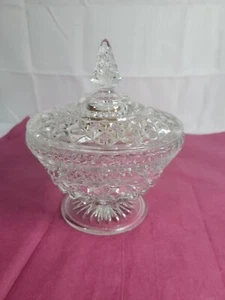 Vintage Glass Candy Dish ANCHOR HOCKING CRYSTAL WEXFORD LIDED Footed - Picture 1 of 8