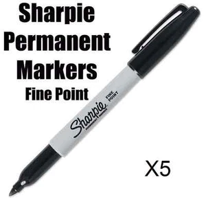 5 x SHARPIE Black Fine Point Permanent Marker Pen brand new - Picture 1 of 1