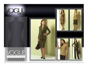 Vogue Armario Patrón V1020 Mujer Tejido Chaqueta Top Vestido Falda y Pantalones Talla 14-20 - Imagen 1 de 5