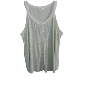 EILEEN WEST Sleepwear Halter Top Women Large Mint Green Floral Pleated Top Only - Picture 1 of 10