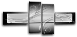 Large Abstract Art Print Black Grey White Framed Split Canvas Picture - Picture 1 of 5