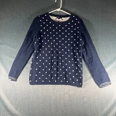 Suéter Tommy Hilfiger Mujer Talla L Azul Blanco Lunares Algodón Tejido Pullover Foto 1 de 4