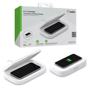 Belkin UV Prodotto Disinfettante Con 10W Wireless Caricabatterie IN Bianco - Zdjęcie 1 z 24