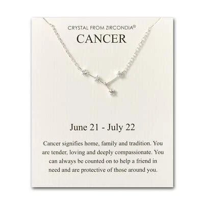 PHILIP JONES JEWELLERY Collana Costellazione Segno Zodiacale Cancro e Scheda Citazione con Zircondia® Cr