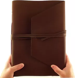 Refillable Leather Journal, Personalised A5 Handmade Rustic Leather Notebook Gif - Picture 1 of 5