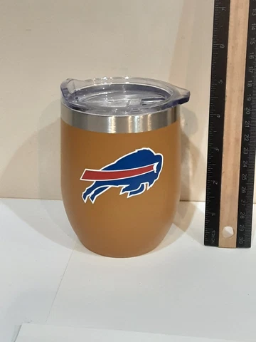 BUFFALO BILLS NFL FOOTBALL METAL 5" CURVED TRAVEL TUMBLER CUP WITH LID Cover