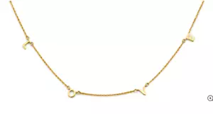 14K massives Gold LOVE Halskette asymmetrisch vier Buchstaben 1,4 gr Valentinstag 17" + 1" - Bild 1 von 3