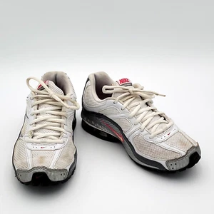 Nike Womens 7 Sneakers Tennis Shoes White Silver Pink Reax Run 5 Sports Trainers - Picture 1 of 12