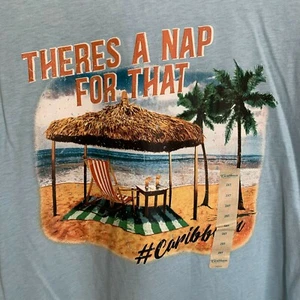 Roundtree Yorke Caribbean T-Shirt Blue Logo Theres A Nap For That Size 2XT NEW - Picture 1 of 7