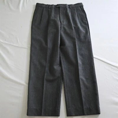 Bill Blass Black Label 33x29 Gray Flannel Super 110s Wool Pleated Dress Pants - Image 1 of 4
