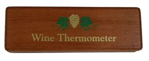 Wine Thermometer In Wooden Walnut Finish Wood Case - Picture 1 of 4