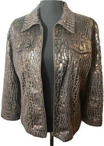 Ruby Rd. Women’s Sz 14 Brown Animal Print Jacket - Picture 1 of 14