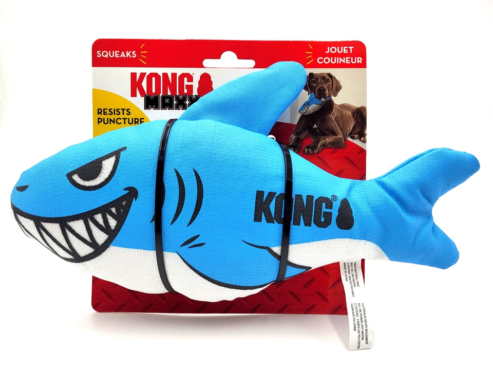 KONG Maxx Tiburón Medio Duradero Chirriante Suave Resistente a Pinchazos Juguete para Buscar Perros 10" Foto 1 de 4
