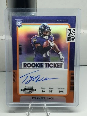 2021 Contenders Optic TYLAN WALLACE RC AUTO Orange Rookie Ticket Auto /50  - Image 1 of 2