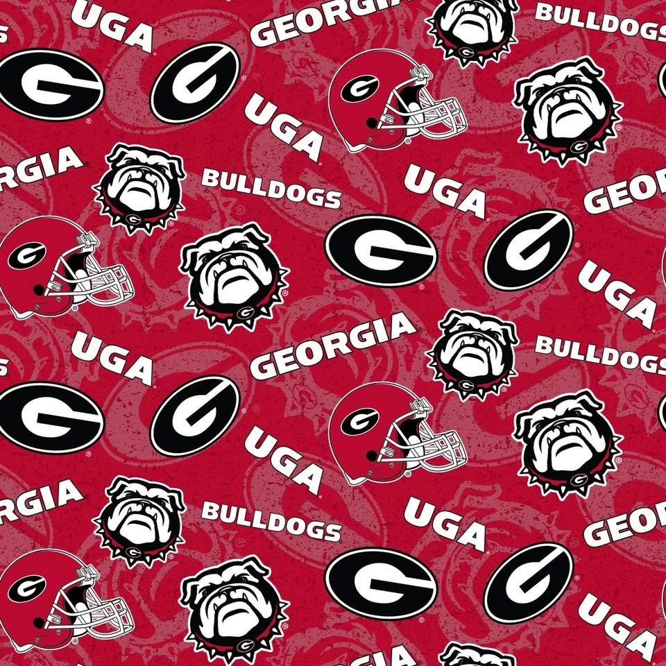 SYKEL University of Georgia Bulldogs UGA Cotton Fabric Tone on Tone Print-By the Yard
