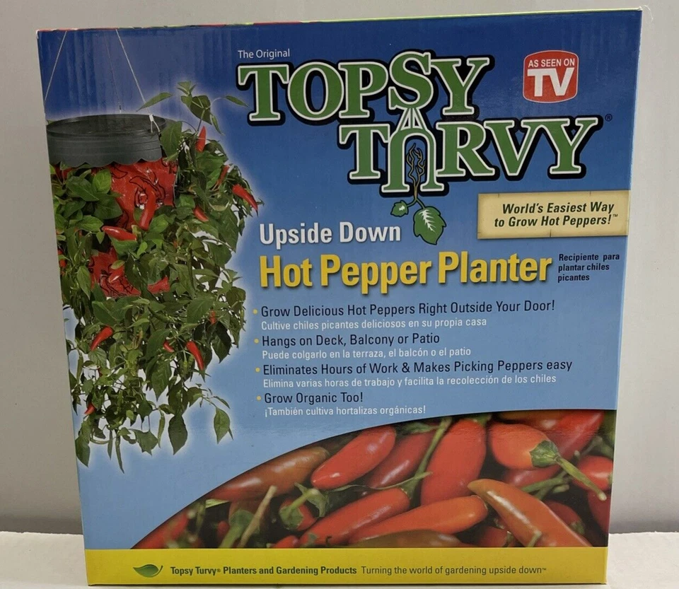 Macetas originales Topsy Turvy al revés de pimienta caliente como se ve en la televisión, nuevas Foto 1 de 2