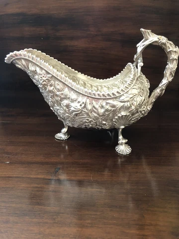 Antique  Sterling Silver  Gravy Boat “Repousse” by J.E. Caldwell & Co Cover