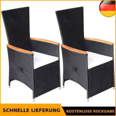2x Garten Liegestuhl Poly Rattan Schwarz Gartensessel Gartenstuhl Stuhl vidaXL - Bild 1 von 4
