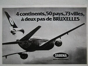 11/1977 PUB SABENA BELGIAN WORLD AIRLINES DC-10 AIRLINER ORIGINAL FRENCH AD - Imagen 1 de 1