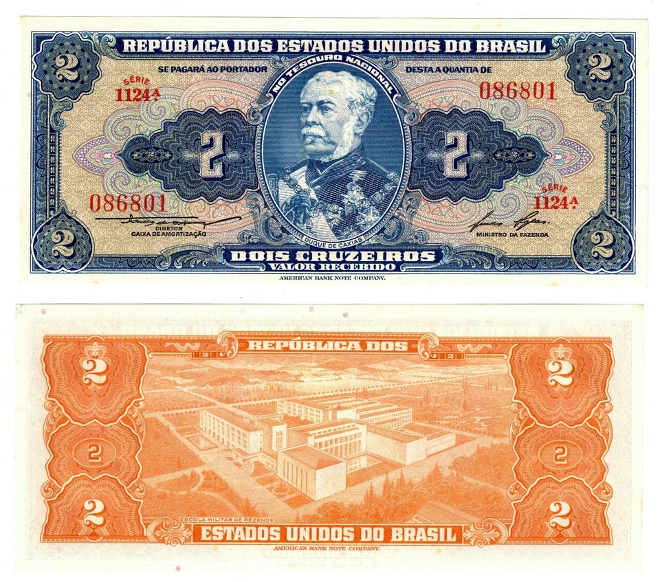 Банкнота Бразилии 1954 2 CRUZEIRO P151b не бывшая в обращении - Изображение 1 из 1