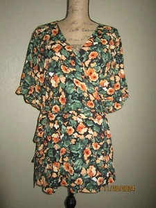 NWT Agnes Orinda Women's Top 3X Floral Short Sleeve Lightweight V Neck - Picture 1 of 21