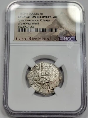 1750 Cob 4 Reales NGC AU Neat 4-digit Date Spanish Colonial Potosi Bolivia *H920 - Image 1 of 4