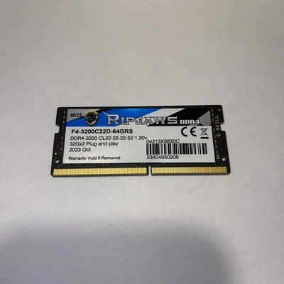 G.Skill Ripjaws DDR4 SODIMM RAM 32GB (1x32GB) 3200MT/s CL22-22-22-52 1.20V - Image 1 of 4